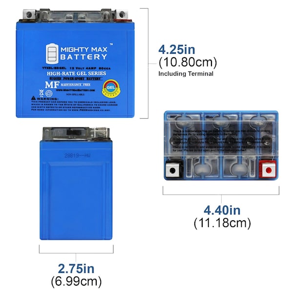 YTX5L-BSGEL 12V 4AH Replacement Battery Compatible With Tytaneum - 10PK